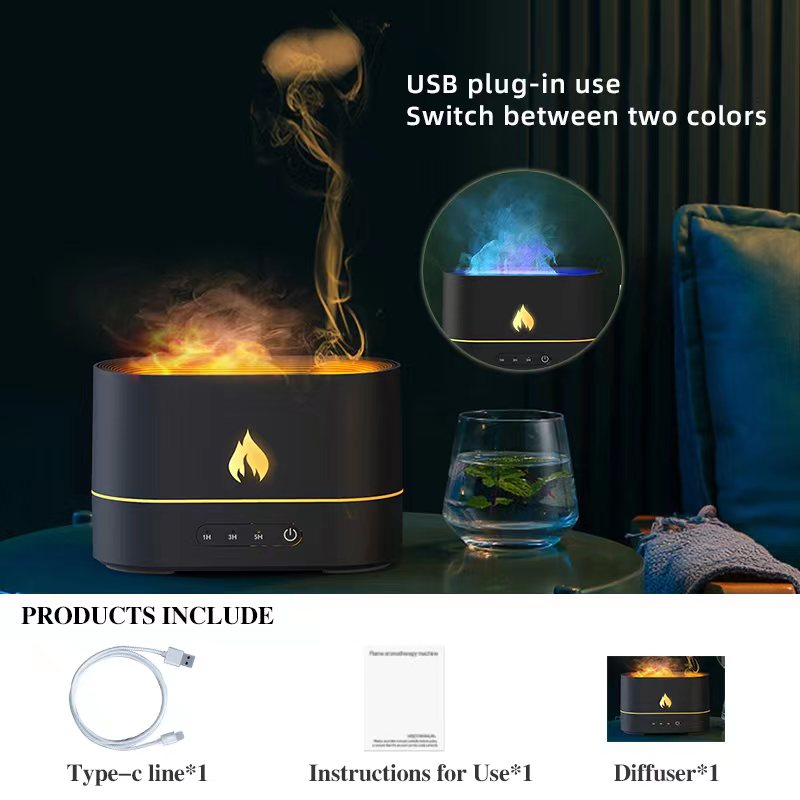 REUP Umidificador de Ar Chama Difusor de Óleo Essencial Aroma Ultrasonic Mist Maker Aromaterapia Umidificadores Difusores Fragrâncias